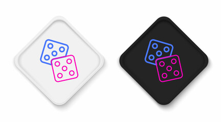 Line Game dice icon isolated on white background. Casino gambling. Colorful outline concept. Vector