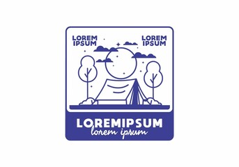 Camping with tent flat illustration