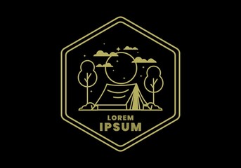 Obraz premium Camping with tent flat illustration