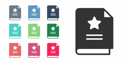 Black Scenario icon isolated on white background. Script reading concept for art project, films, theaters. Set icons colorful. Vector