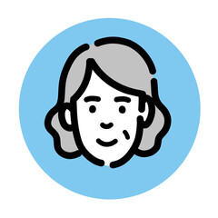 笑顔のシニアの女性のアイコン
