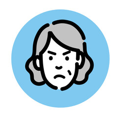 怒っているシニアの女性のアイコン
