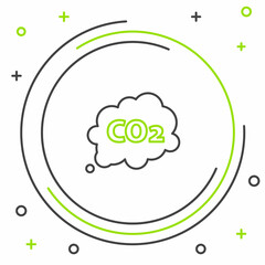 Line CO2 emissions in cloud icon isolated on white background. Carbon dioxide formula symbol, smog pollution concept, environment concept. Colorful outline concept. Vector