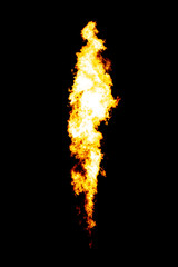 Flame pillar, isolated fire jet goes from flamethrower