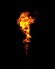 Blazing flame cloud, fire isolated on black