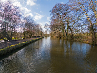 Fototapeta na wymiar View of a British canal in rural setting