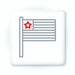 Line American flag icon isolated on white background. Flag of USA. United States of America. Colorful outline concept. Vector