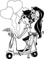 Chibi girls Coloring page for kids