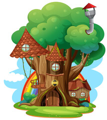Fantasy tree house inside tree trunk