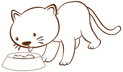 Cat in doodle simple style on white background
