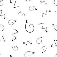 Seamless pattern with black pencil brushstrokes