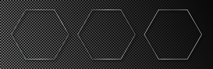 Silver glowing hexagon frame