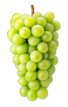 Sweet Green grape isolated on white, Japanese Shine Muscat Grape isolated on white background With clipping path
