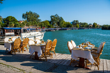 Water front restaurant, Dalyan, Mugla Province, Turkey, Eastern Europe