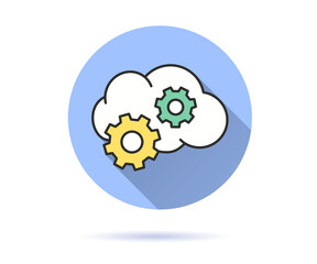 Cloud services icon with long shadow for graphic and web design.