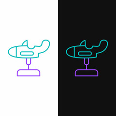 Line Swing plane on the playground icon isolated on white and black background. Childrens carousel with plane. Amusement icon. Colorful outline concept. Vector