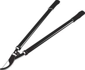 Scissors for pruning trees. Agricultural tools. Black flat symbol.