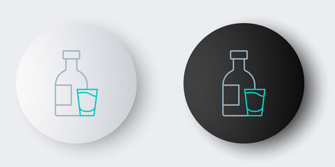 Line Bottle of vodka with glass icon isolated on grey background. Colorful outline concept. Vector - obrazy, fototapety, plakaty