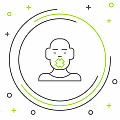 Line Head of deaf and dumb guy icon isolated on white background. Dumbness sign. Disability concept. Colorful outline concept. Vector