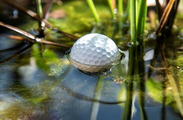 golf ball in water