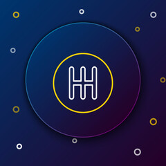 Line Gear shifter icon isolated on blue background. Transmission icon. Colorful outline concept. Vector