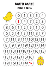 Get cute Easter chick to the egg by counting to 16.