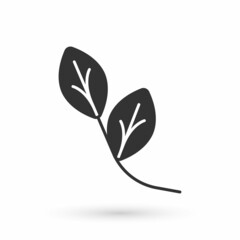Obraz premium Grey Leaf icon isolated on white background. Leaves sign. Fresh natural product symbol. Vector