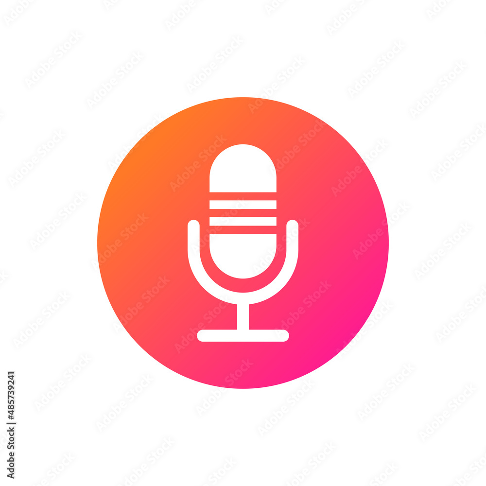 Poster Voice assistant and control, user interface smart speaker isolated pink button. Vector home intelligent voice activated assistant. Hi tech ai artificial intelligence speech recognition technology