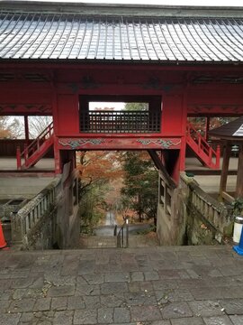 Kiyomizudera Temple and Shrine in Red Japanese Autumn Leaves Takasaki Gunma Japan