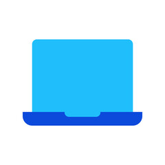 Laptop computer icon vector graphic illustration in blue