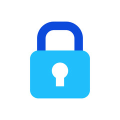Lock security icon vector graphic illustration in blue
