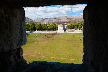 Trogir football pitch, Trogir, Dalmatian Coast, Croatia, Europe © Matthew