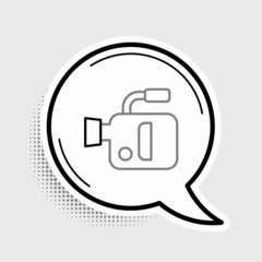 Obraz premium Line Cinema camera icon isolated on grey background. Video camera. Movie sign. Film projector. Colorful outline concept. Vector