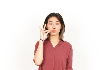 Keep Secret lip shut Of Beautiful Asian Woman Isolated On White Background © Sino Images Studio