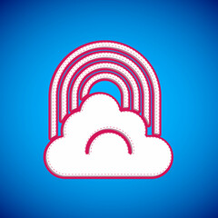White Rainbow with cloud icon isolated on blue background. Vector