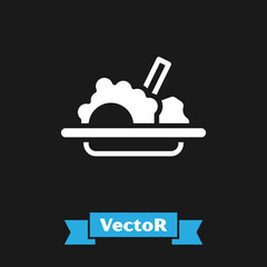 White Healthy food icon isolated on black background. Vector