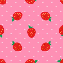 Fotobehang seamless pattern with strawberries © Harsono