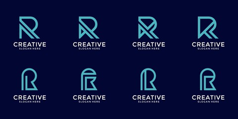 Collection abstract letter r logo design template.
