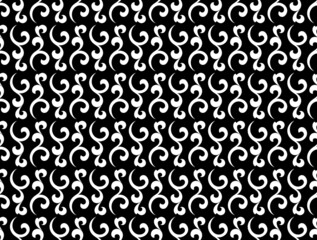 Flower pattern. Seamless white and black ornament. Graphic vector background. Ornament for fabric, wallpaper, packaging