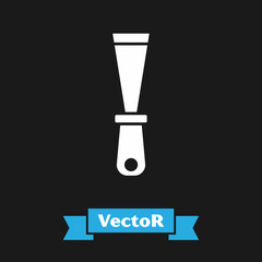 White Putty knife icon isolated on black background. Spatula repair tool. Spackling or paint instruments. Vector