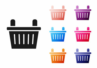 Black Bicycle basket icon isolated on white background. Set icons colorful. Vector