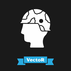 White Army soldier icon isolated on black background. Vector