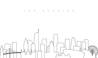 Outline Los Angeles skyline. Trendy template with Los Angeles city buildings and landmarks in line style. Stock vector design.