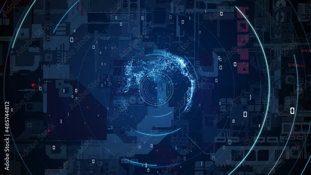 Poster Electronics technology concept. Digital transformation. Abstract background.