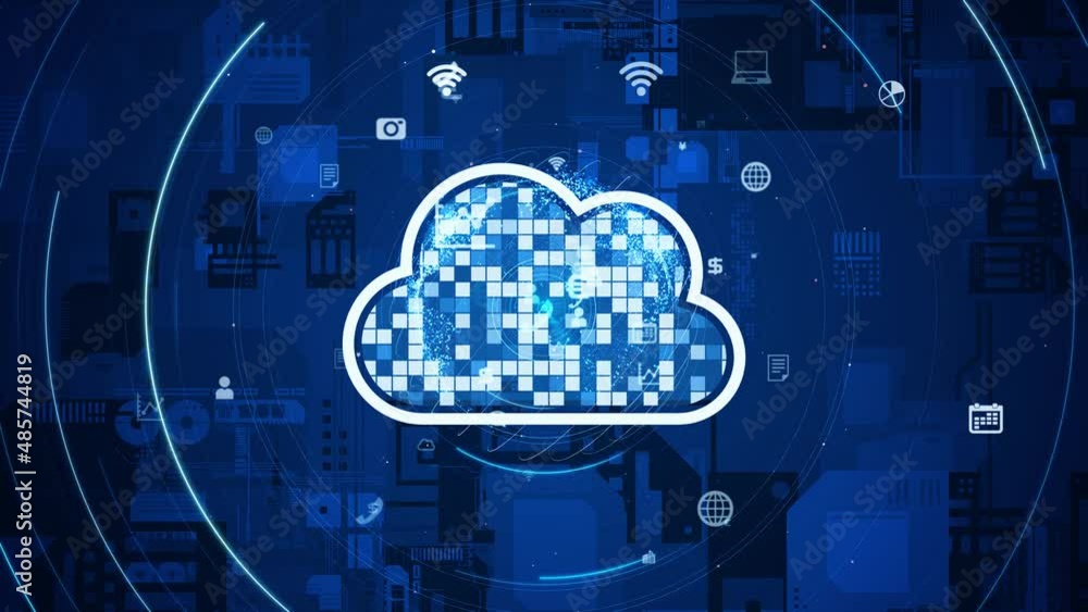 Poster Cloud computing concept. Software as a Service. SaaS. Communication network.
