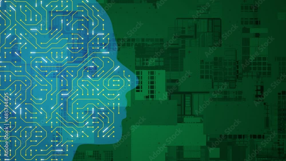 Aufkleber AI (Artificial Intelligence) concept. Deep learning. Digital transformation.