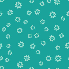 Green Robot icon isolated seamless pattern on green background. Artificial intelligence, machine learning, cloud computing. Vector