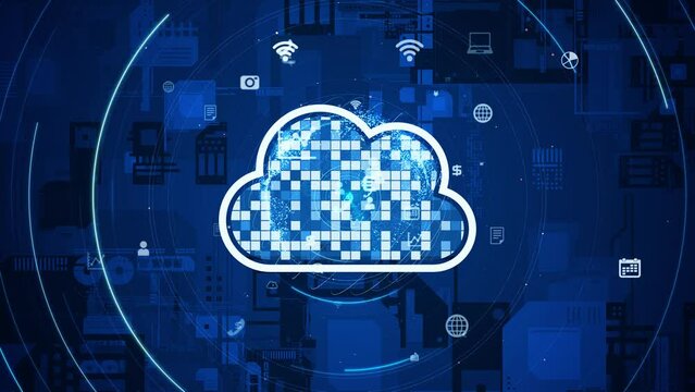 Cloud computing concept. Software as a Service. SaaS. Communication network.