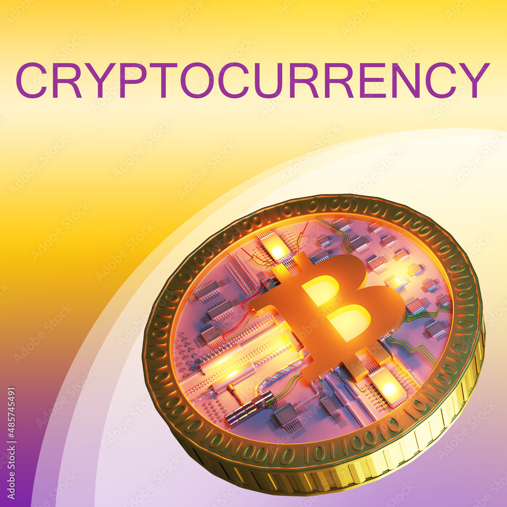 Poster cryptocurrency business. bitcoin mining. generation e-money. use of computing power for mining. cryp