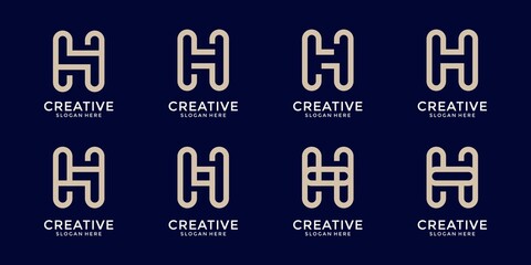 Set of abstract initial letter h logo template
